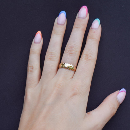 Antique Victorian 9ct Gold Fancy Love Heart Band Ring | Chester 1899