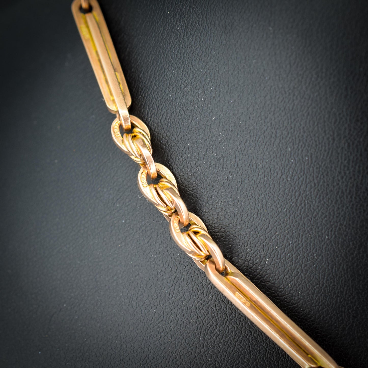 Antique '1924' 15" 9ct Gold Love Knot Link Double Albert Watch Chain Necklace