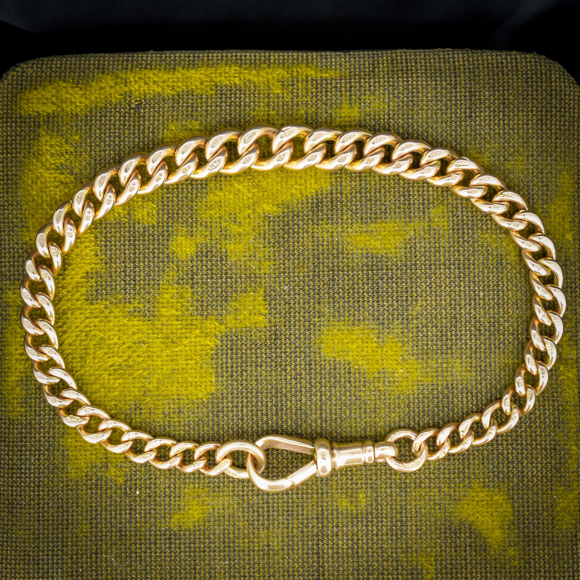Antique 9ct Gold Curb Link Dog Clip Bracelet | 7.75"