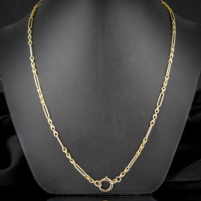 Antique 15ct Yellow Gold Trombone and Love Knot Chain Necklace with Bolt Ring | 20.5"