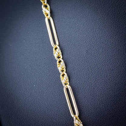 Antique 15ct Yellow Gold Trombone and Love Knot Chain Necklace with Bolt Ring | 20.5"