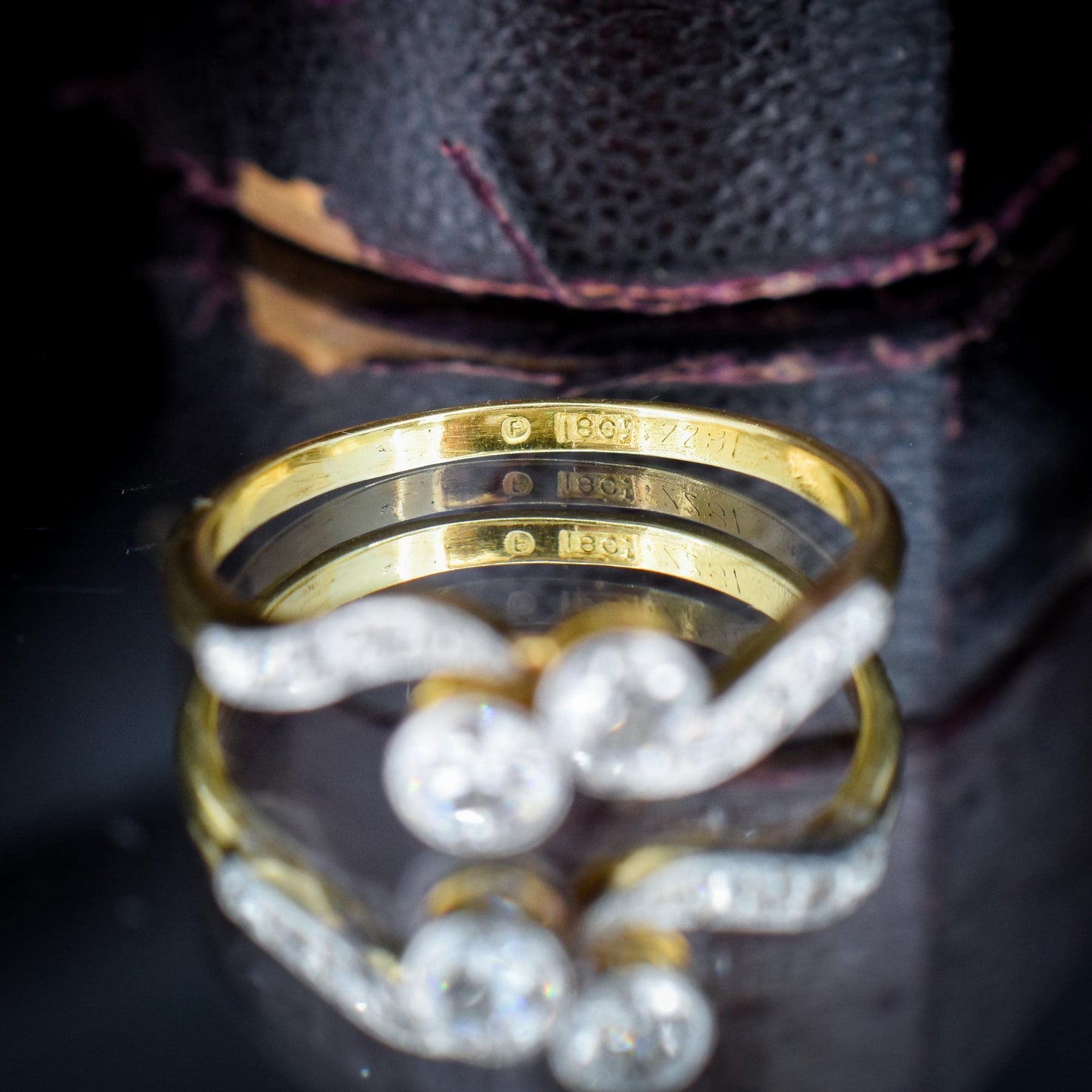Antique Diamond 'Toi Et Moi' Two Stone Twist 18ct Gold and Platinum Ring