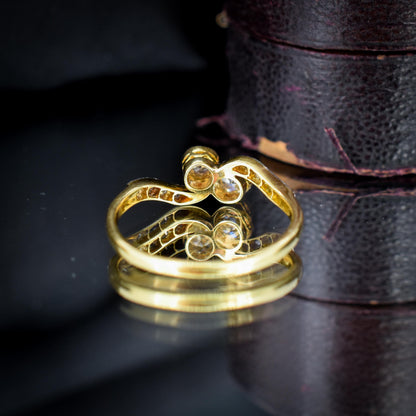 Antique Diamond 'Toi Et Moi' Two Stone Twist 18ct Gold and Platinum Ring