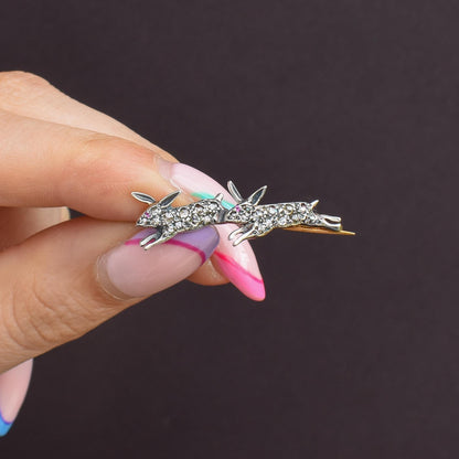 Antique Style 0.60ct Diamond Rabbit Bunny Brooch Pin