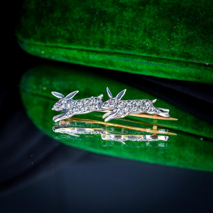 Antique Style 0.60ct Diamond Rabbit Bunny Brooch Pin