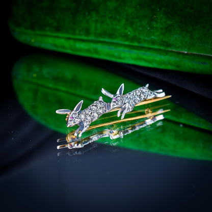 Antique Style 0.60ct Diamond Rabbit Bunny Brooch Pin