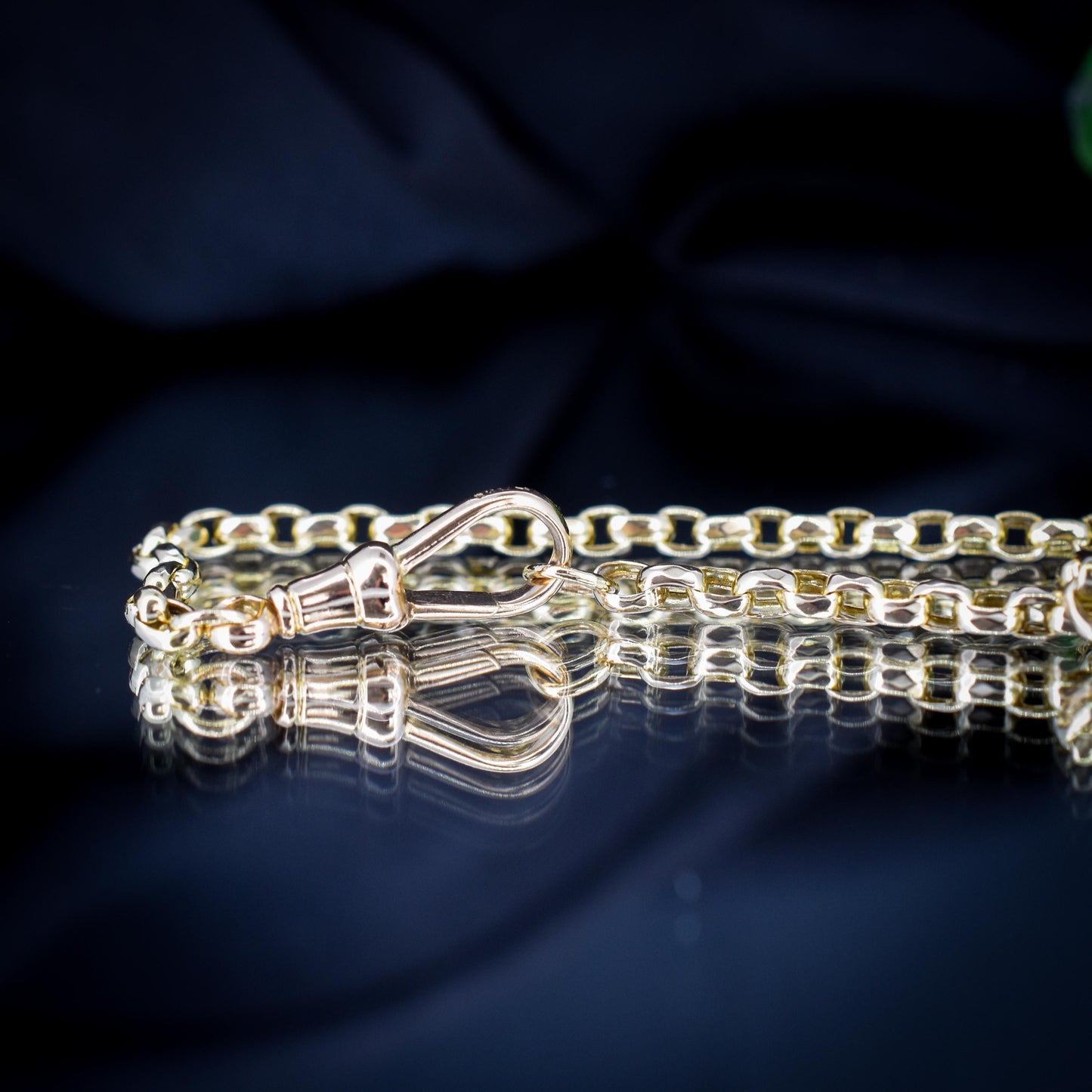 Antique Victorian 9ct Gold Faceted Link Chain Necklace with Dog Clip | 21.5"