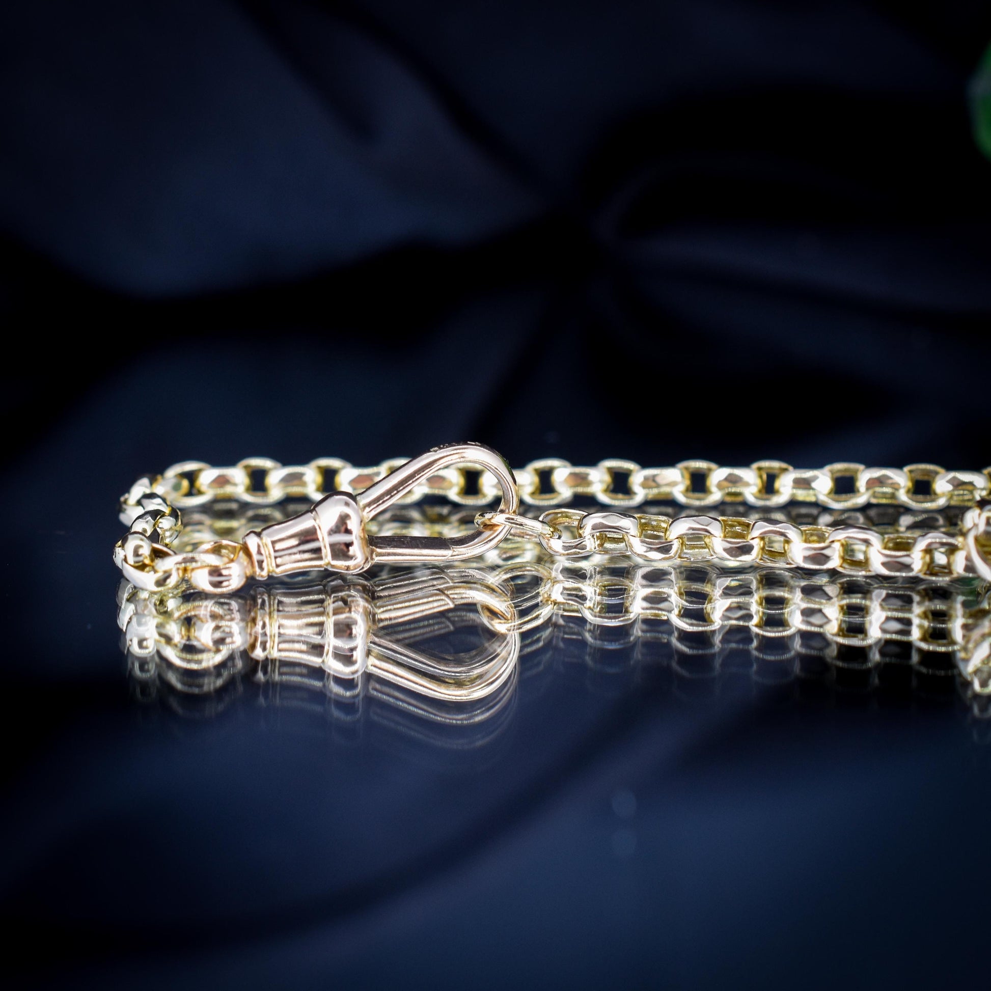 Antique Victorian 9ct Gold Faceted Link Chain Necklace with Dog Clip | 21.5"