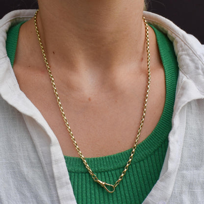 Antique Victorian 9ct Gold Faceted Link Chain Necklace with Dog Clip | 21.5"