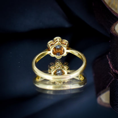 Antique Diamond Cluster Daisy 18ct Gold and Platinum Ring