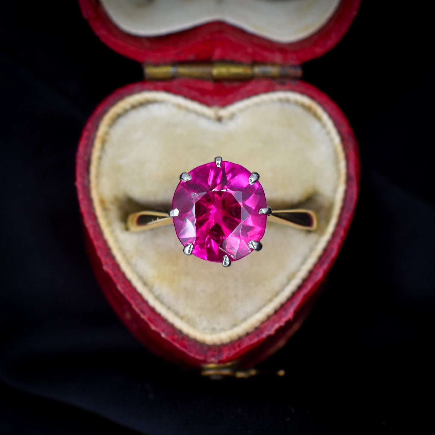 Vintage 3.79ct Round Ruby Solitaire 18ct Gold Ring
