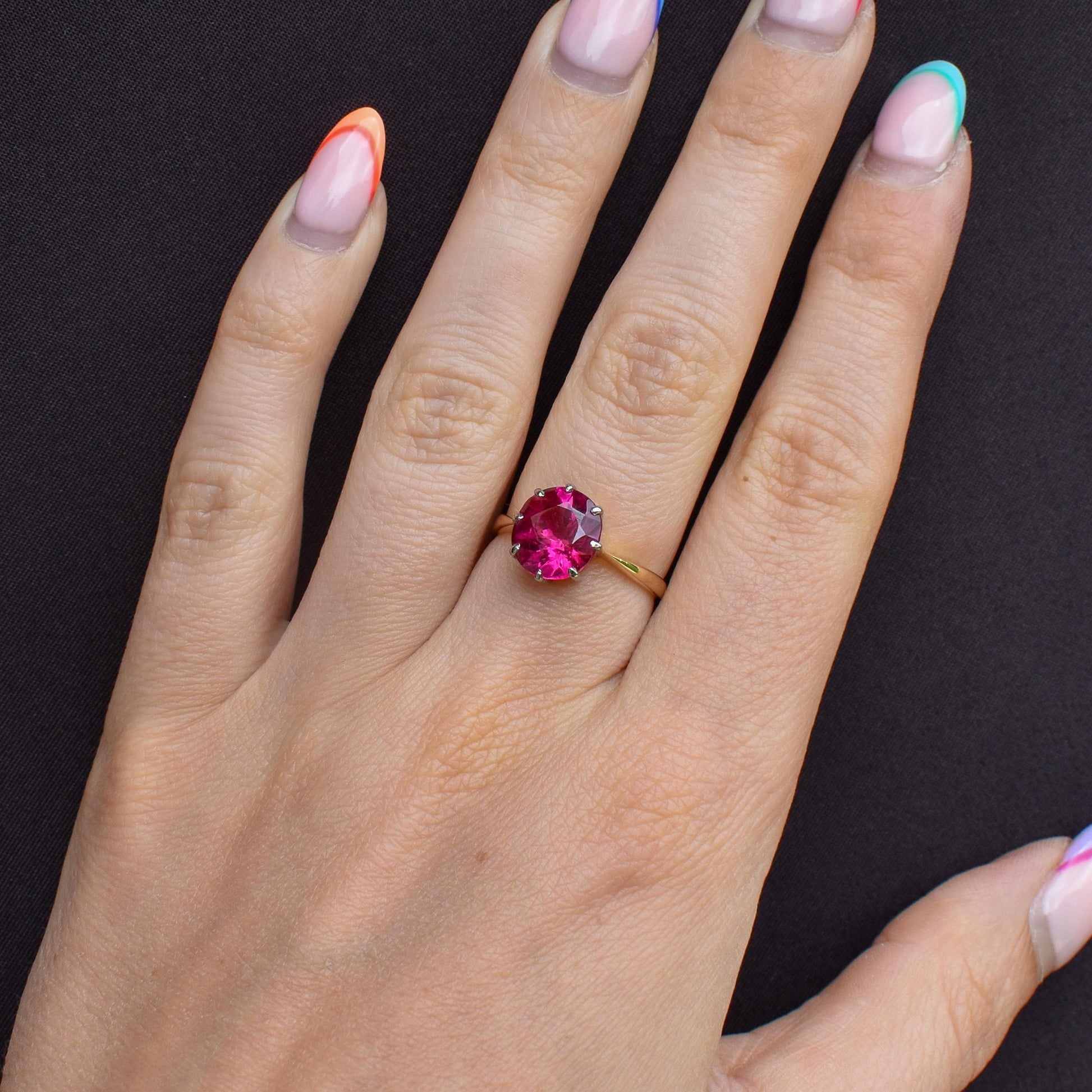 Vintage 3.79ct Round Ruby Solitaire 18ct Gold Ring
