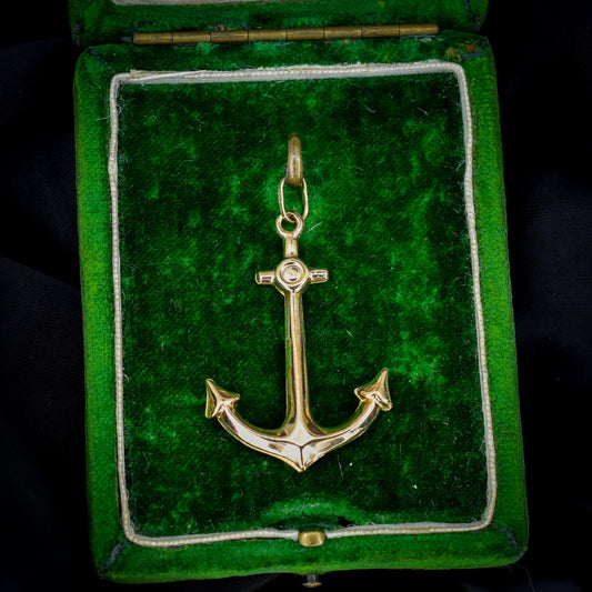 Vintage 9ct Yellow Gold Large Anchor Nautical Pendant