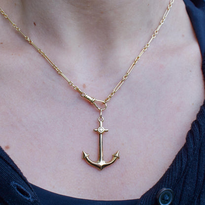 Vintage 9ct Yellow Gold Large Anchor Nautical Pendant