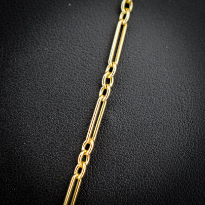 Antique 9ct Yellow Gold Paperlink Chain with Dog Clip | 21.25" Length