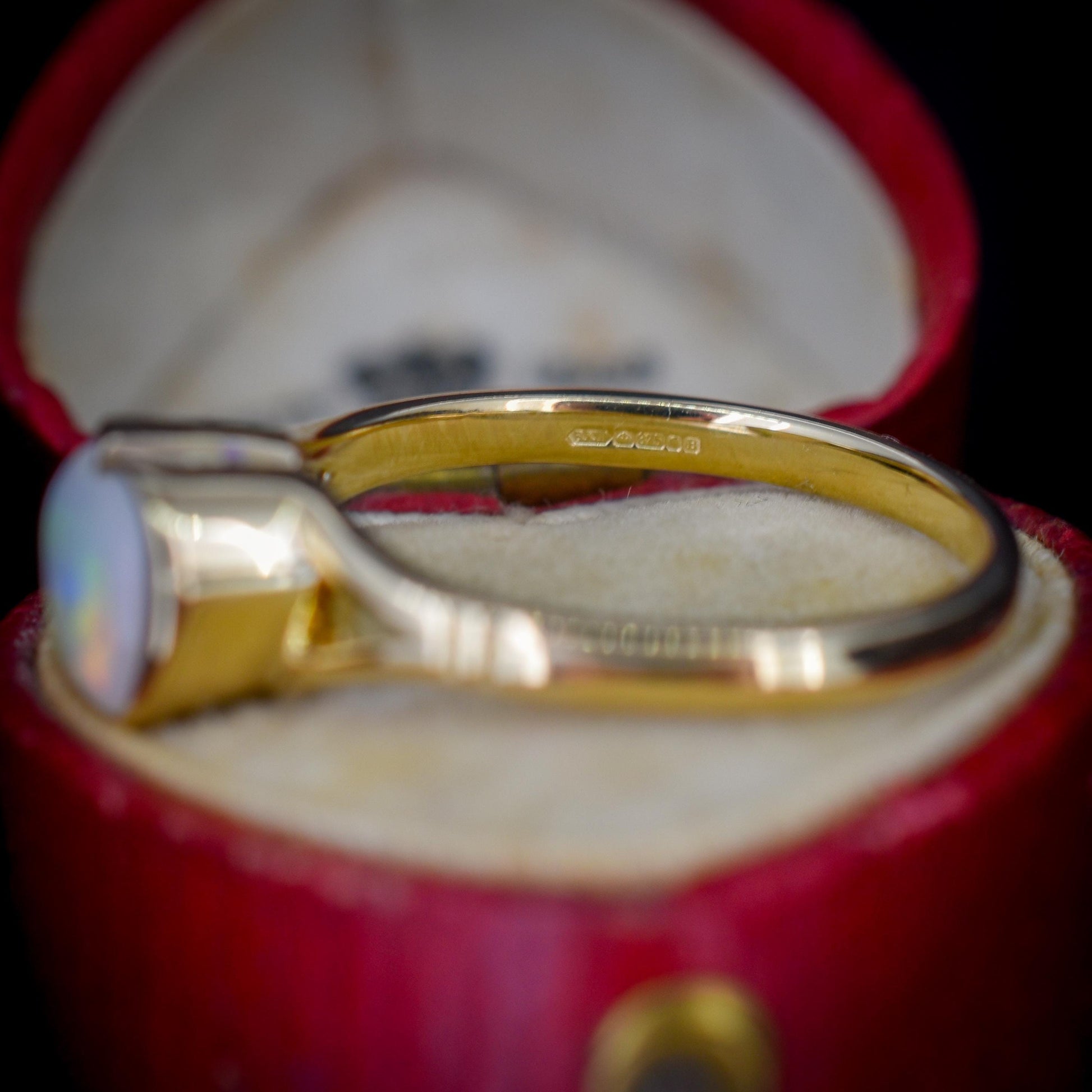 Natural Solid Heart Opal Yellow Gold Solitaire Ring