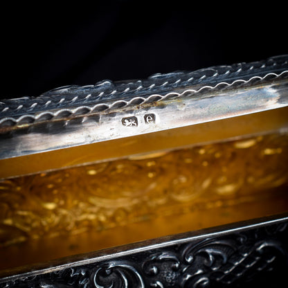 Antique Edwardian '1904' Hallmarked Sterling Silver Fancy Trinket Jewellery Box