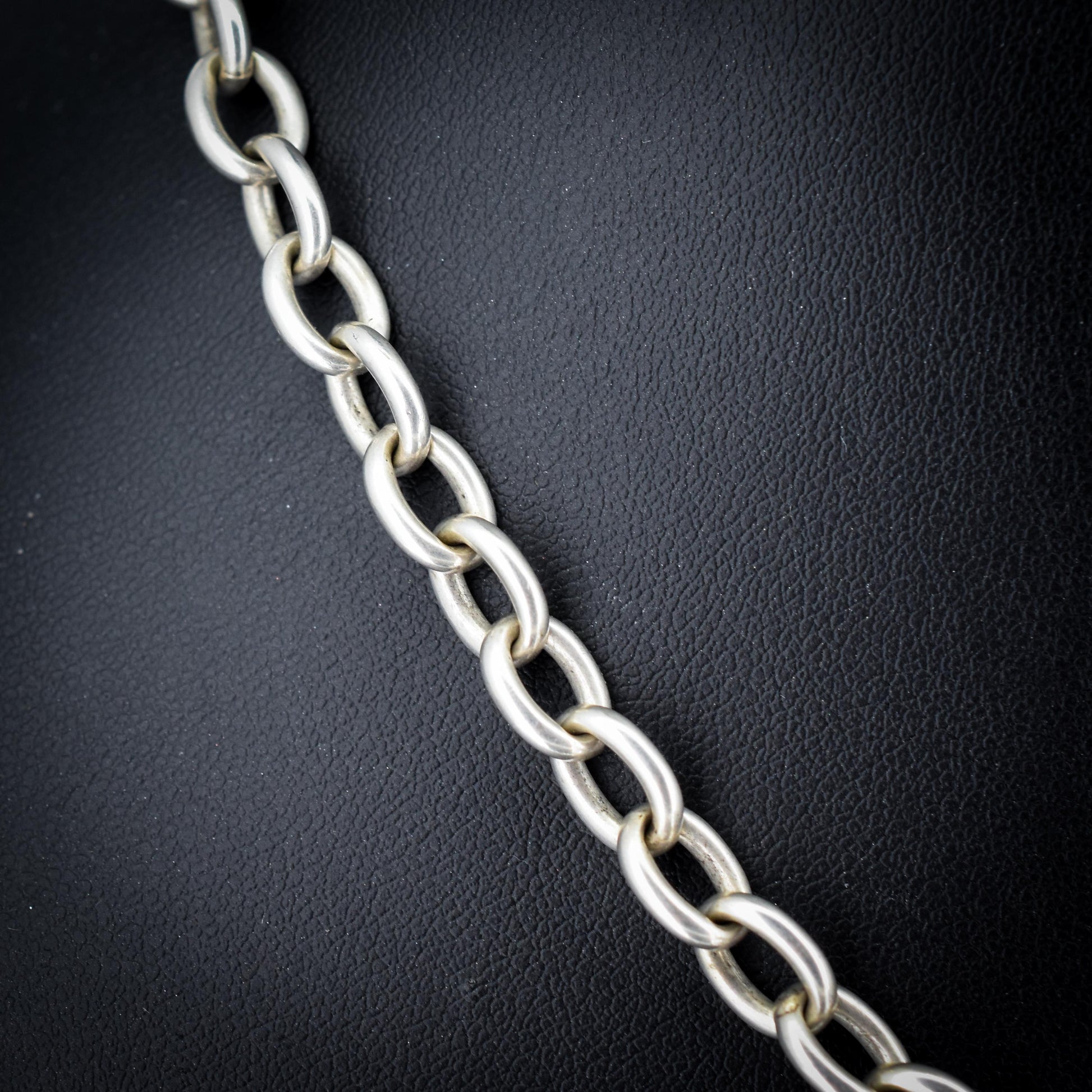 Vintage Sterling Silver Cable Link Watch Chain Necklace with T-Bar and Dog Clips – 16"
