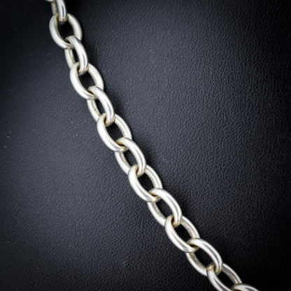 Vintage Sterling Silver Cable Link Watch Chain Necklace with T-Bar and Dog Clips – 16"