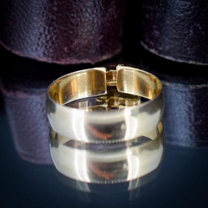 Antique Heart Padlock Drop 9ct Yellow Gold Band Ring | Birmingham 1913