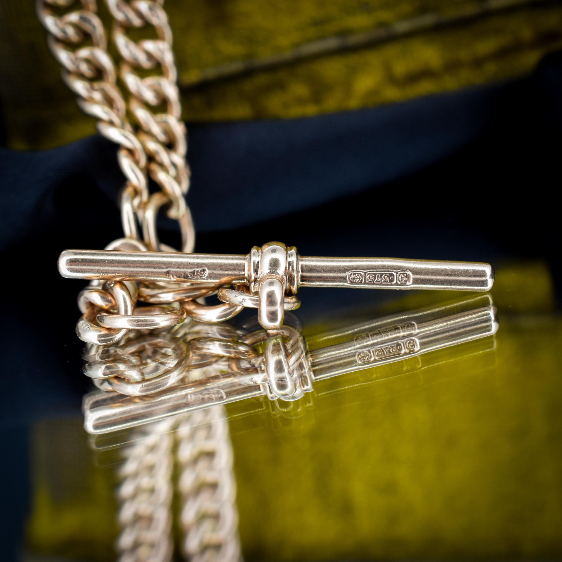 Antique 18.5" 9ct Gold Curb Link Dog Clip Albert Watch Chain Necklace - Dated 1920