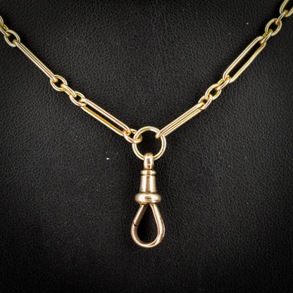 Antique Victorian 9ct Gold Paper Link Chain Necklace 41" Length