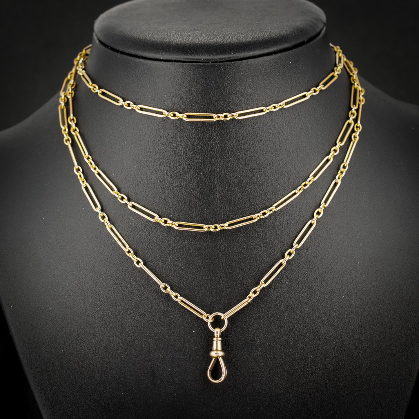 Antique Victorian 9ct Gold Paper Link Chain Necklace 41" Length