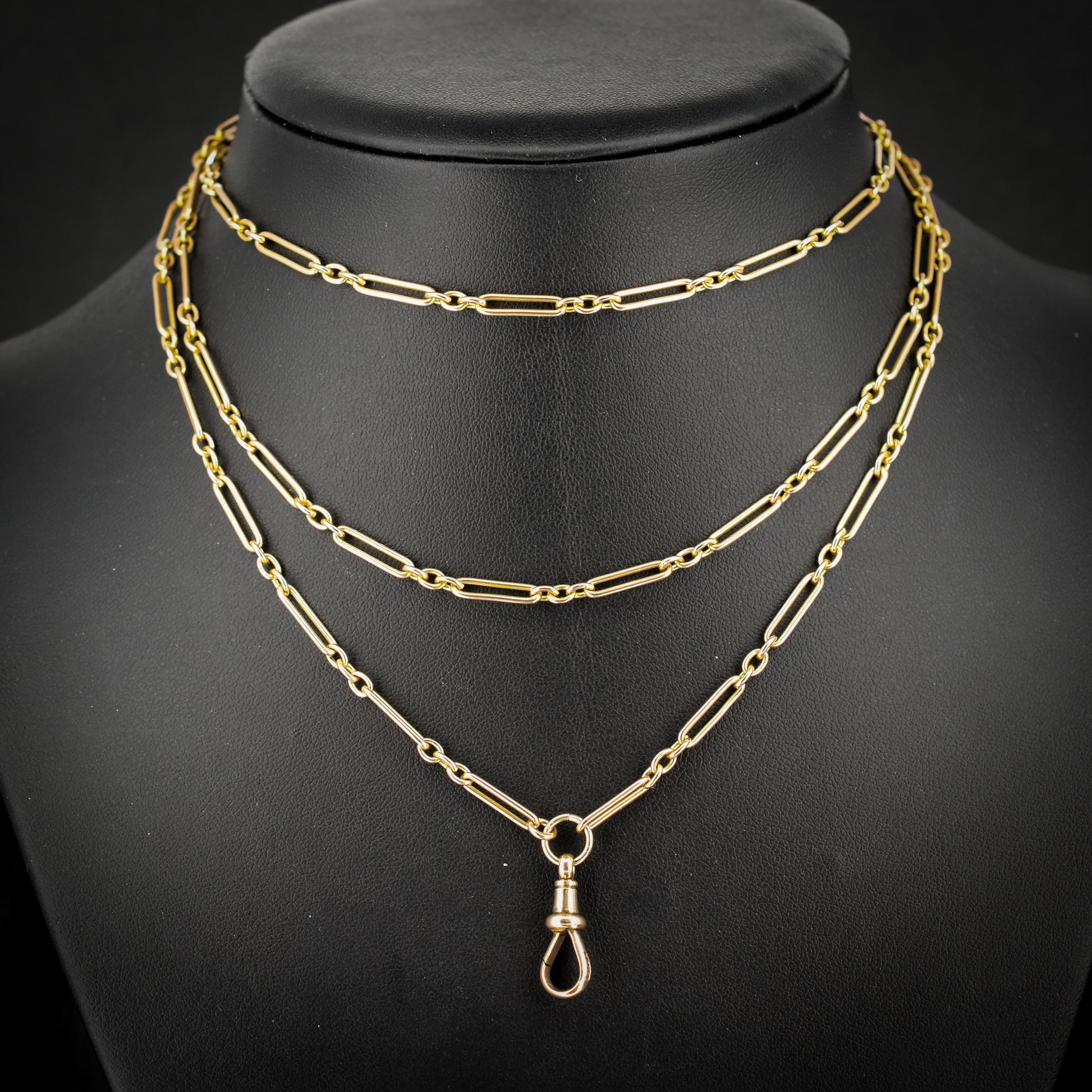 Antique Victorian 9ct Gold Paper Link Chain Necklace 41" Length
