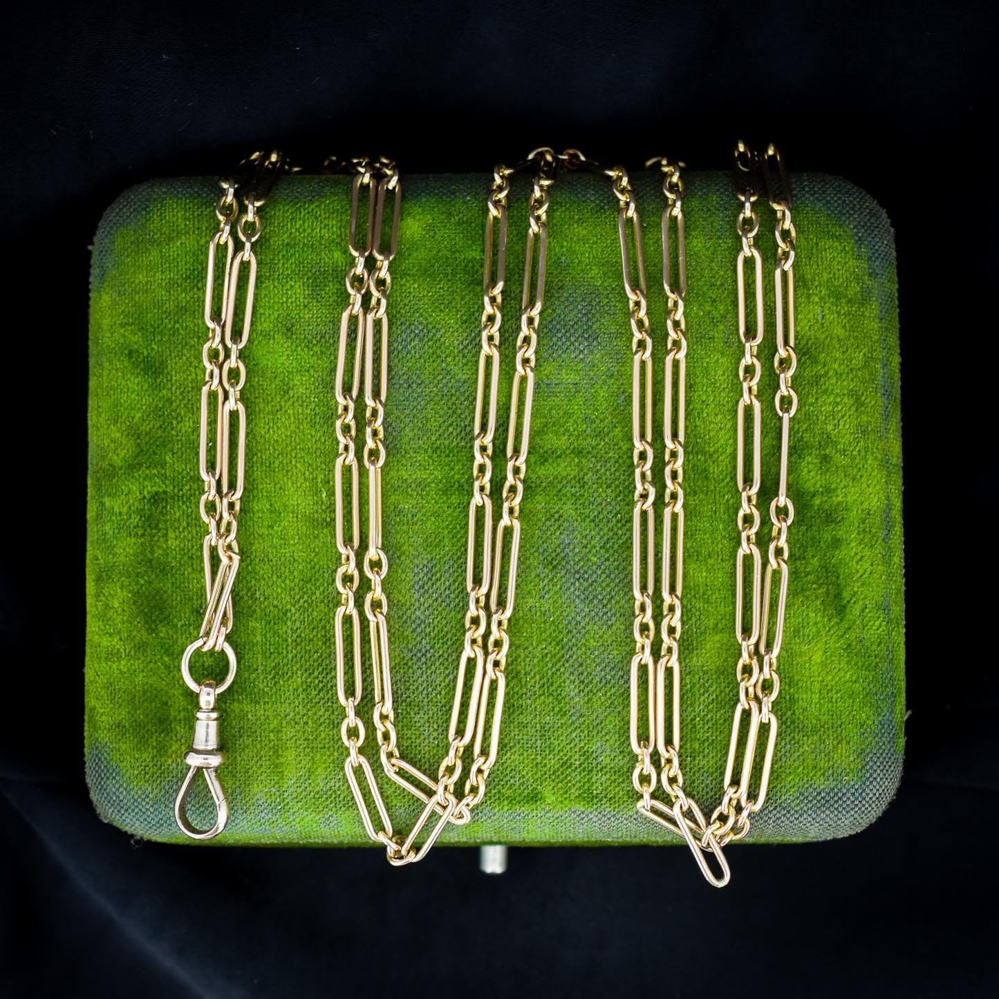 Antique Victorian 9ct Gold Paper Link Chain Necklace 41" Length