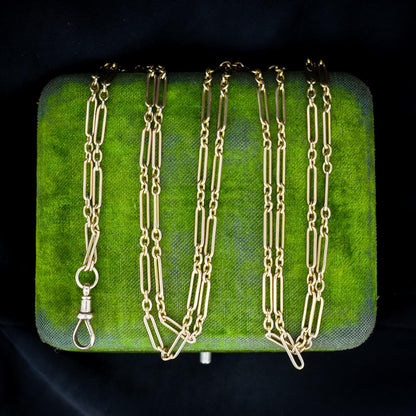 Antique Victorian 9ct Gold Paper Link Chain Necklace 41" Length