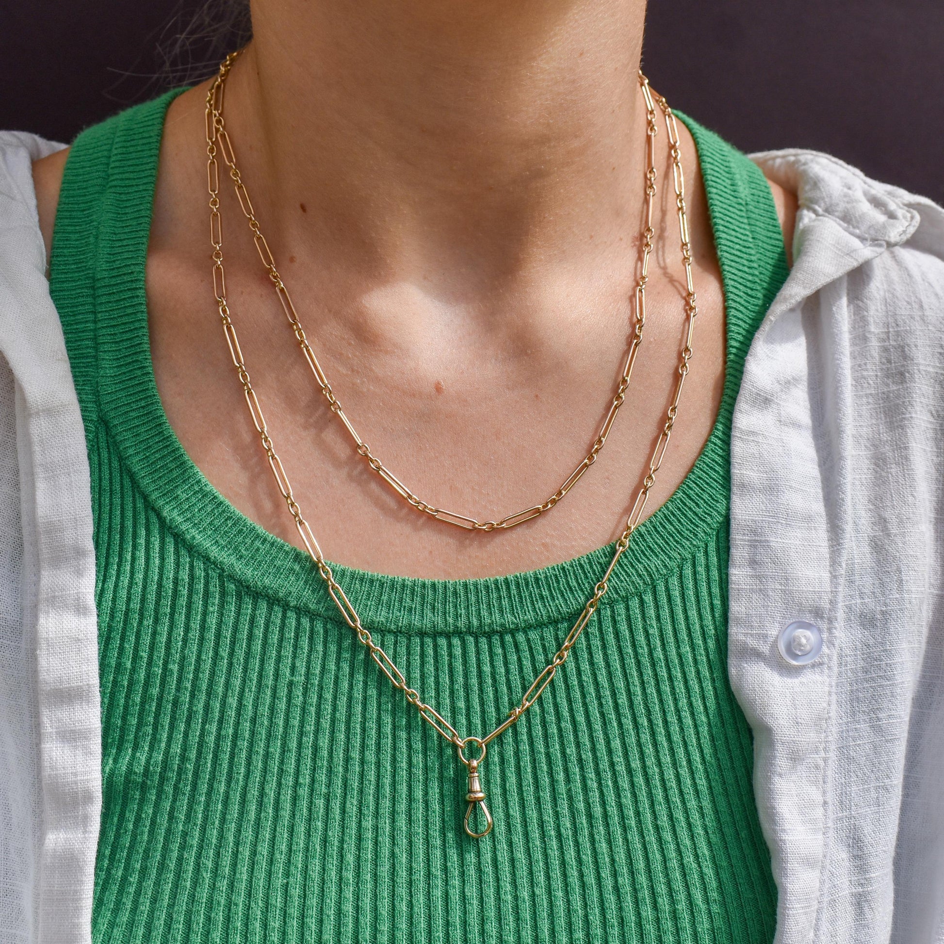 Antique Victorian 9ct Gold Paper Link Chain Necklace 41" Length