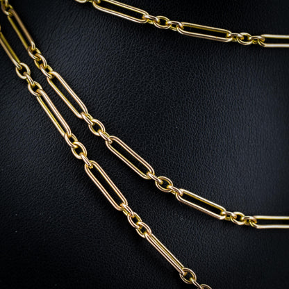 Antique Victorian 9ct Gold Paper Link Chain Necklace 41" Length