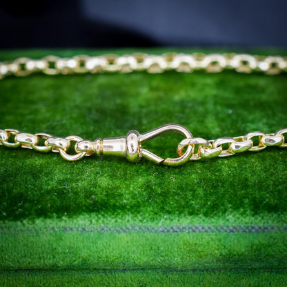 Antique 9ct Yellow Gold Belcher Link Bracelet with Dog Clip | 7.5" Length