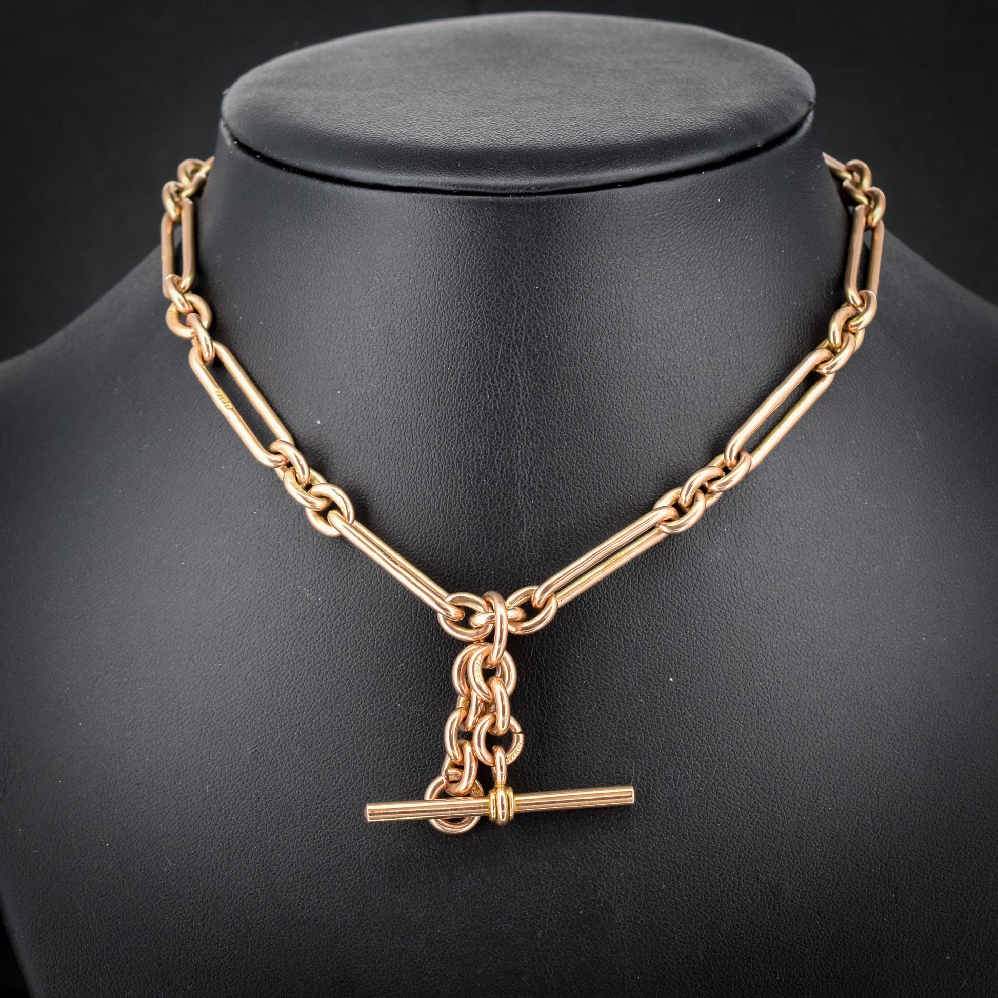 Antique Chester '1921' 9ct Gold Trombone Link Chain | 13.75"