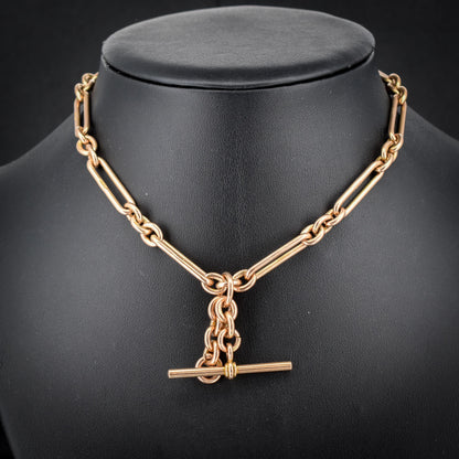 Antique Chester '1921' 9ct Gold Trombone Link Chain | 13.75"
