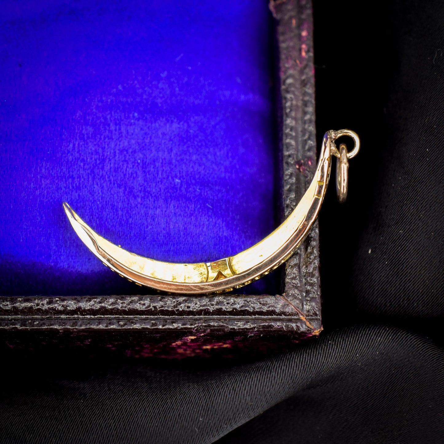 Antique 15ct Gold Pearl Crescent Moon Pendant