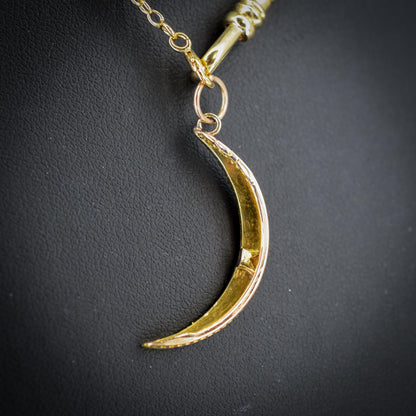 Antique 15ct Gold Pearl Crescent Moon Pendant