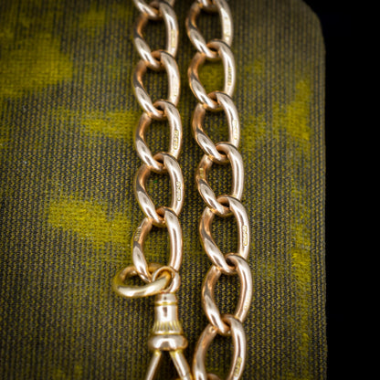 Antique 15ct Gold Oval Curb Bracelet with Dog Clip | 8"