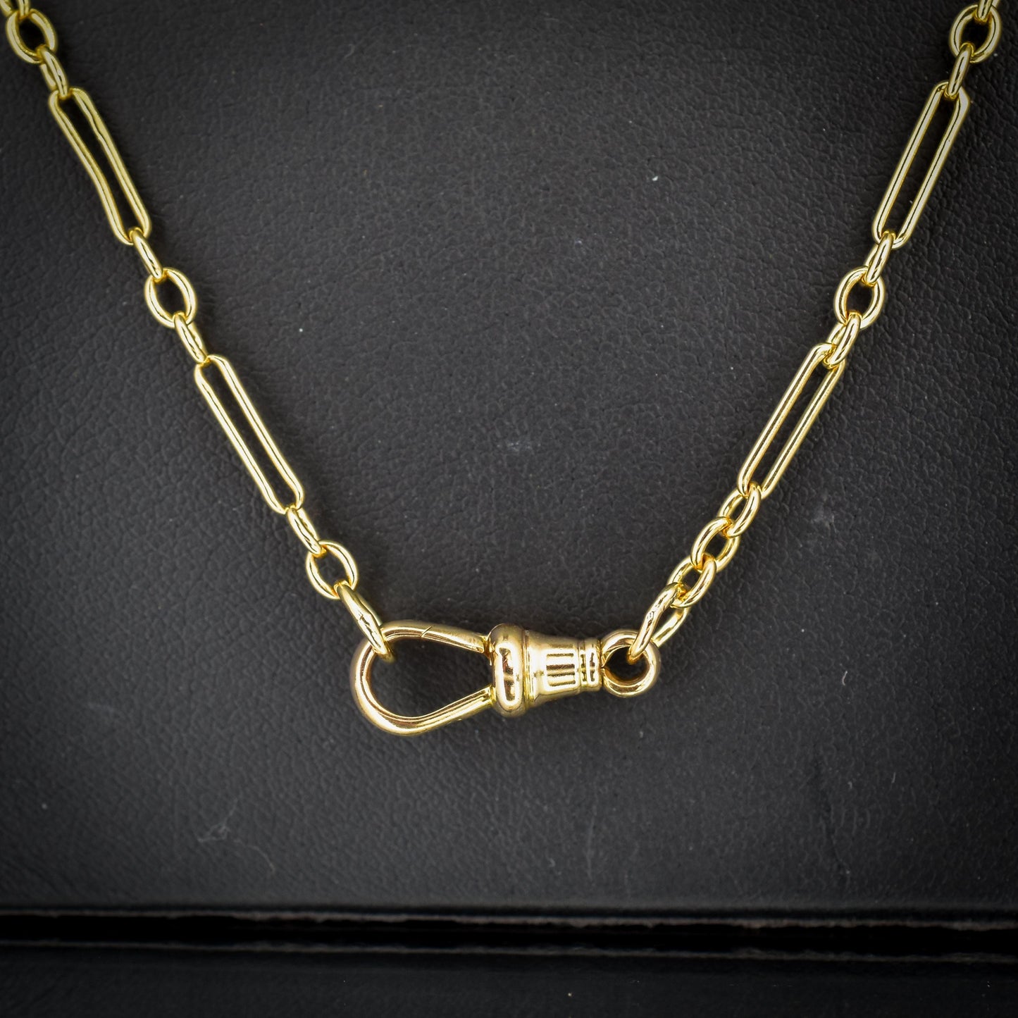 Antique 9ct Yellow Gold Paperlink Chain with Dog Clip | 22.25" Length