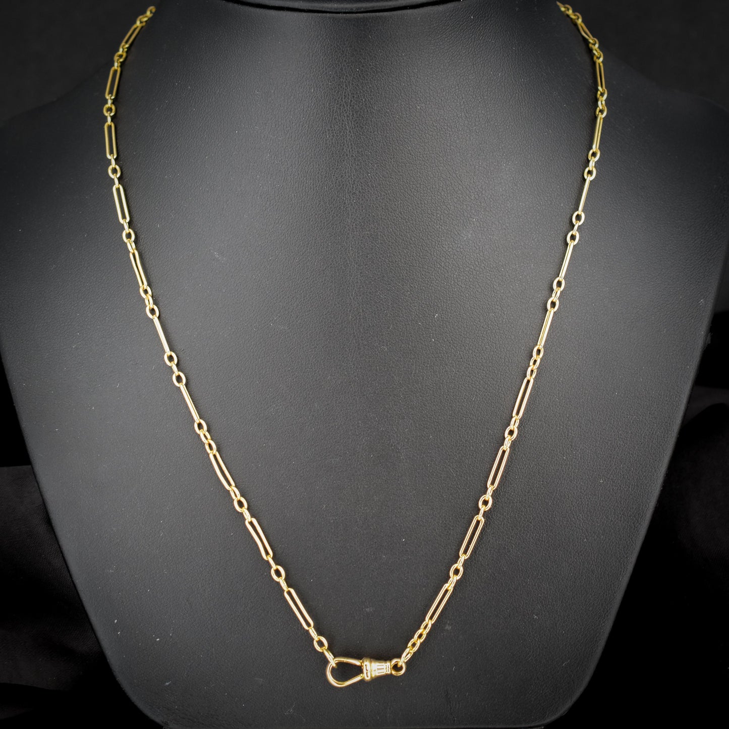 Antique 9ct Yellow Gold Paperlink Chain with Dog Clip | 22.25" Length