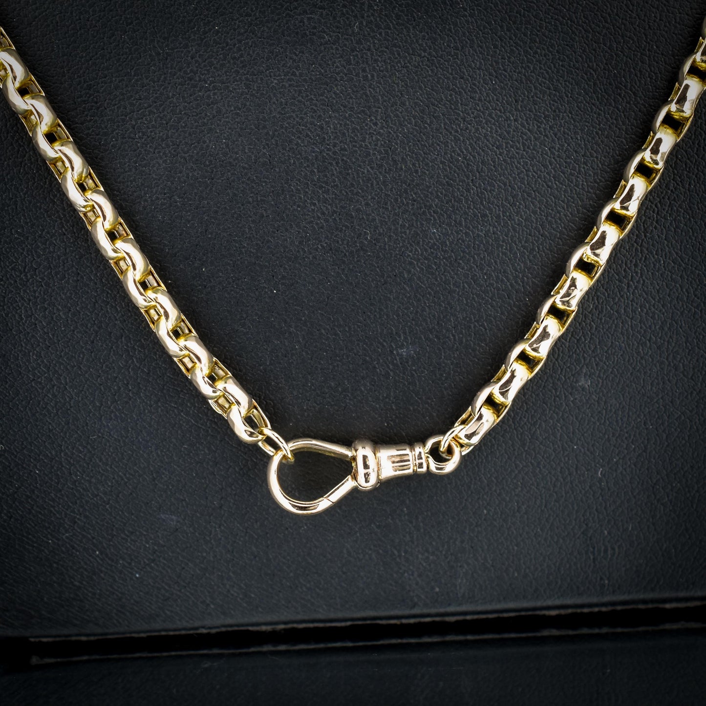 Antique Victorian 9ct Gold Faceted Link Chain Necklace with Dog Clip | 20"