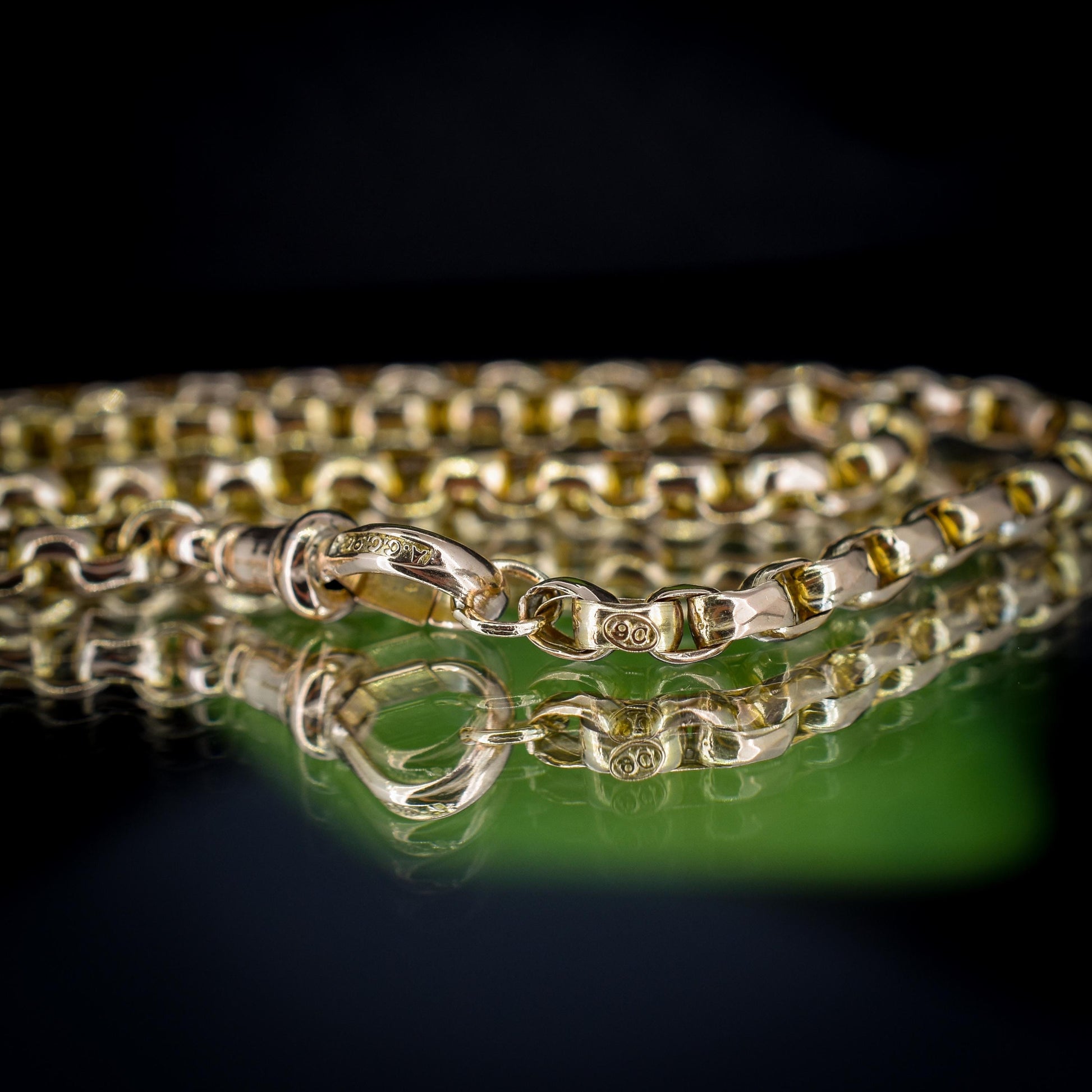Antique Victorian 9ct Gold Faceted Link Chain Necklace with Dog Clip | 20"