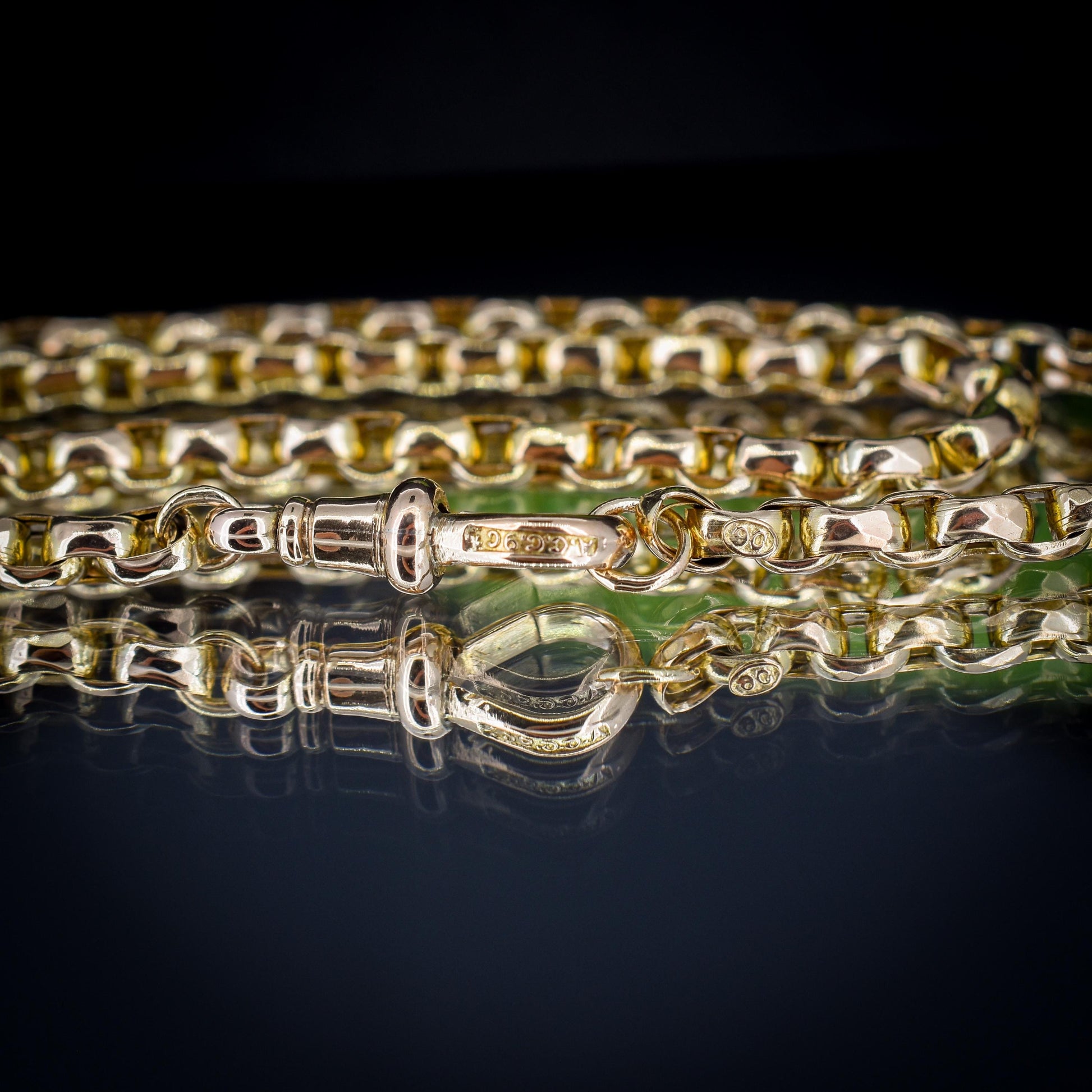 Antique Victorian 9ct Gold Faceted Link Chain Necklace with Dog Clip | 20"