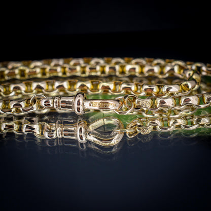 Antique Victorian 9ct Gold Faceted Link Chain Necklace with Dog Clip | 20"