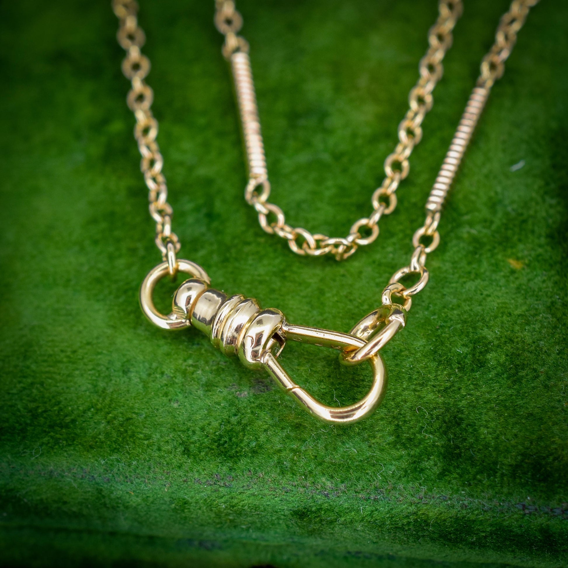Vintage Fancy Link 10ct Yellow Gold 15.5″ Watch Chain Necklace
