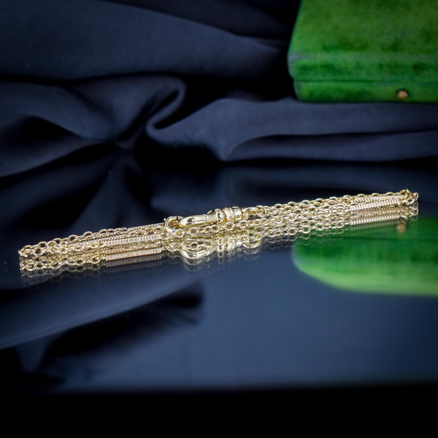 Vintage Fancy Link 10ct Yellow Gold 15.5″ Watch Chain Necklace