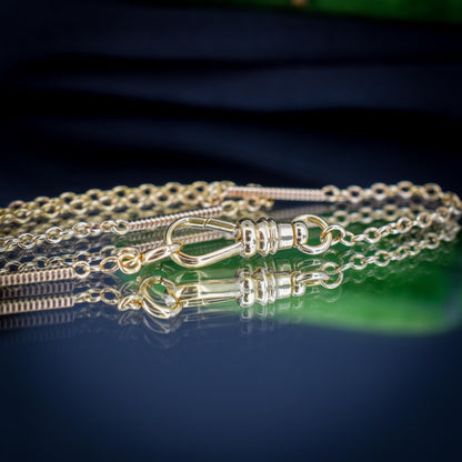 Vintage Fancy Link 10ct Yellow Gold 15.5″ Watch Chain Necklace