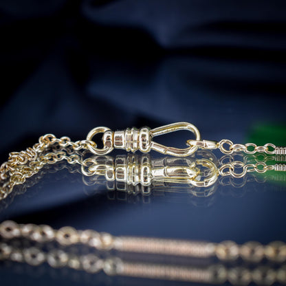 Vintage Fancy Link 10ct Yellow Gold 15.5″ Watch Chain Necklace