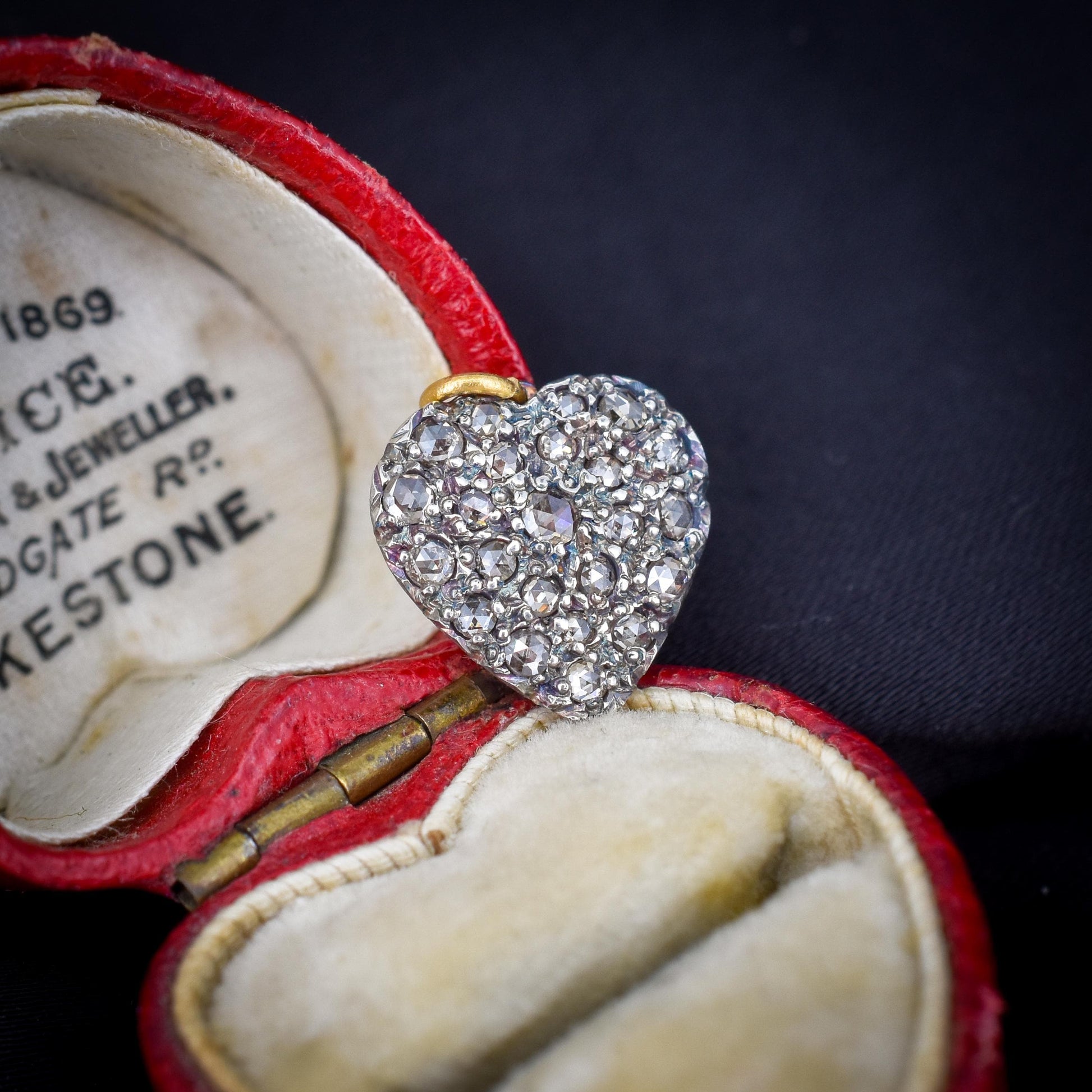 Rose cut Diamond Gold Heart Pendant 0.70ct Total | Antique Style