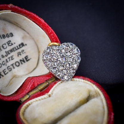 Rose cut Diamond Gold Heart Pendant 0.70ct Total | Antique Style